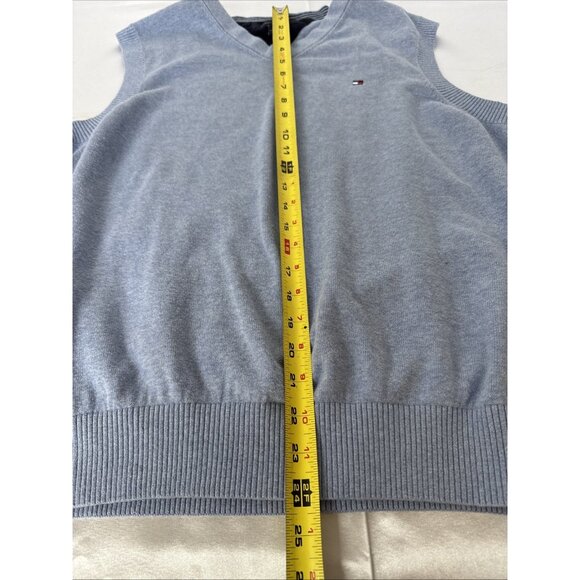 Tommy Hilfiger Mens Light Blue Sleeveless V-Neck Sweater Vest L Cotton Blend - Picture 8 of 11